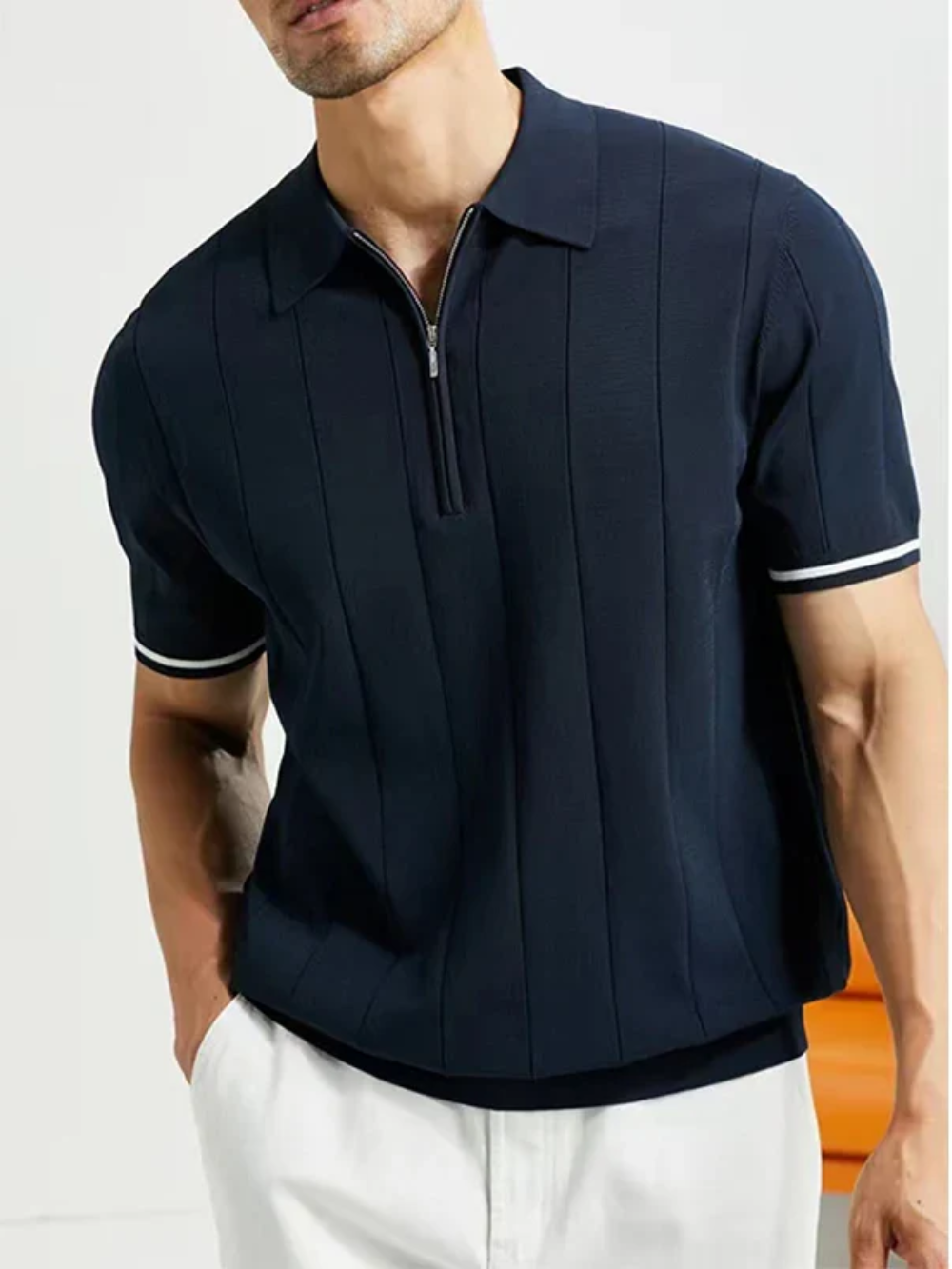 EDGEMONT® 2026 Summer Men’s Business Casual Polo Shirt with Lapel and Zipper Detail