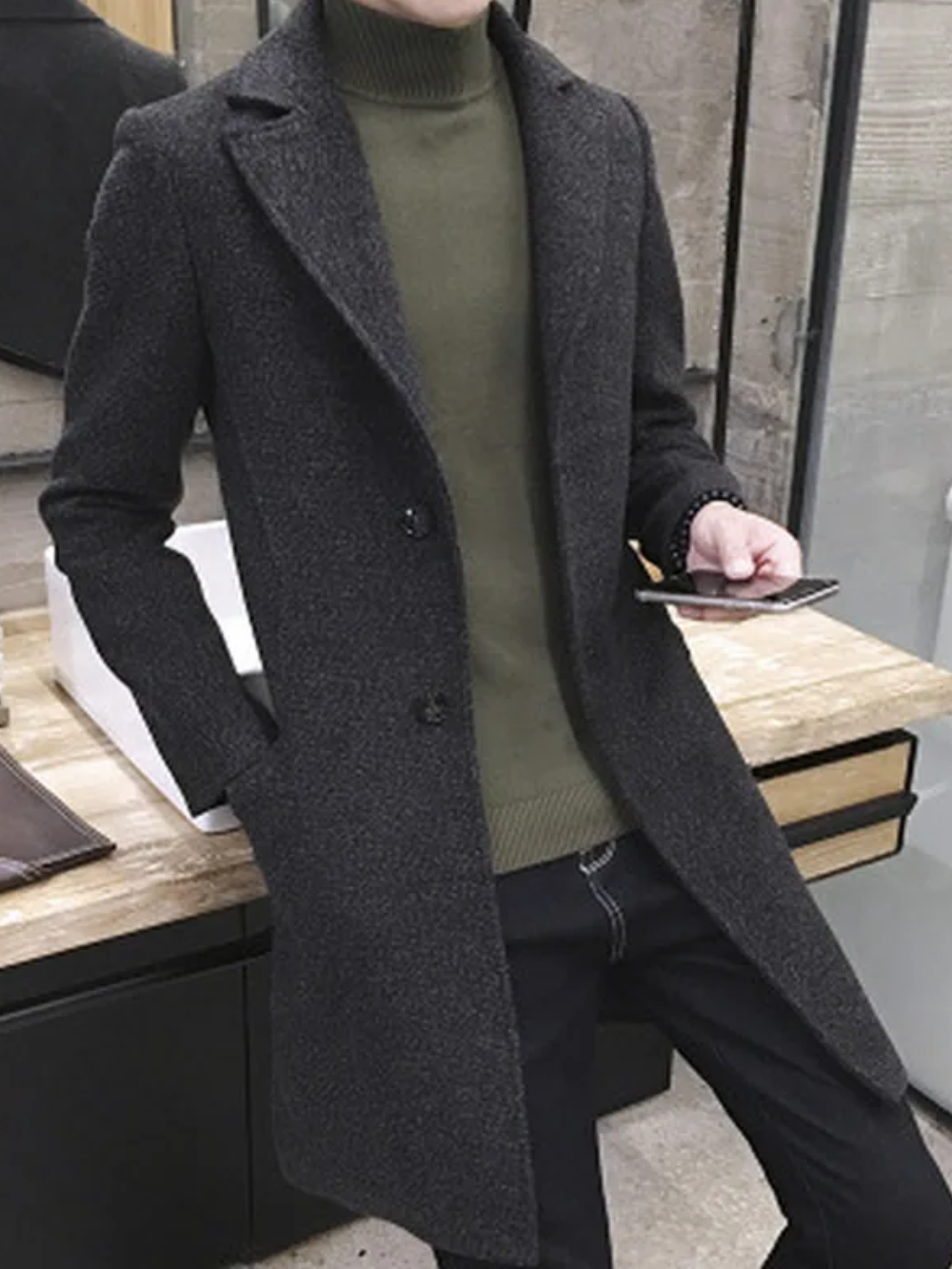 TARIQ® Men's Wool Overcoat