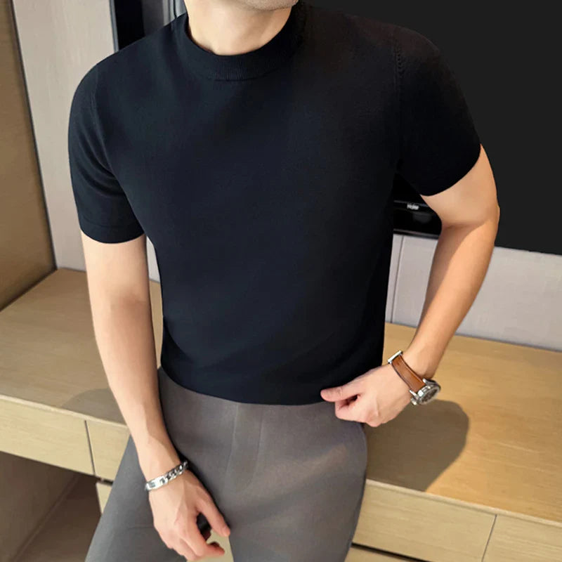 CAREZZA® Slim Fit Knit Round Neck T-Shirt
