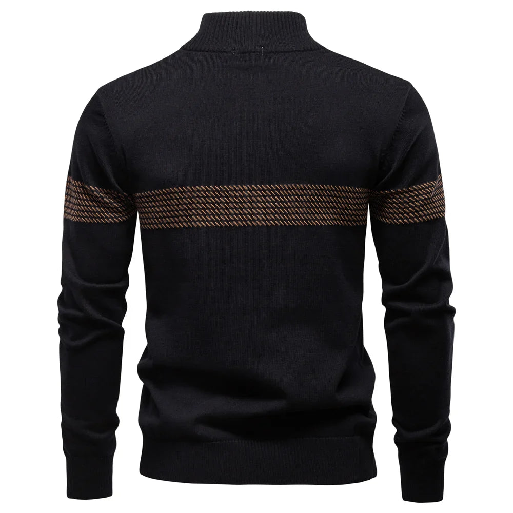 DELVARO® Half-Zip Mock Neck Stripe Pullover