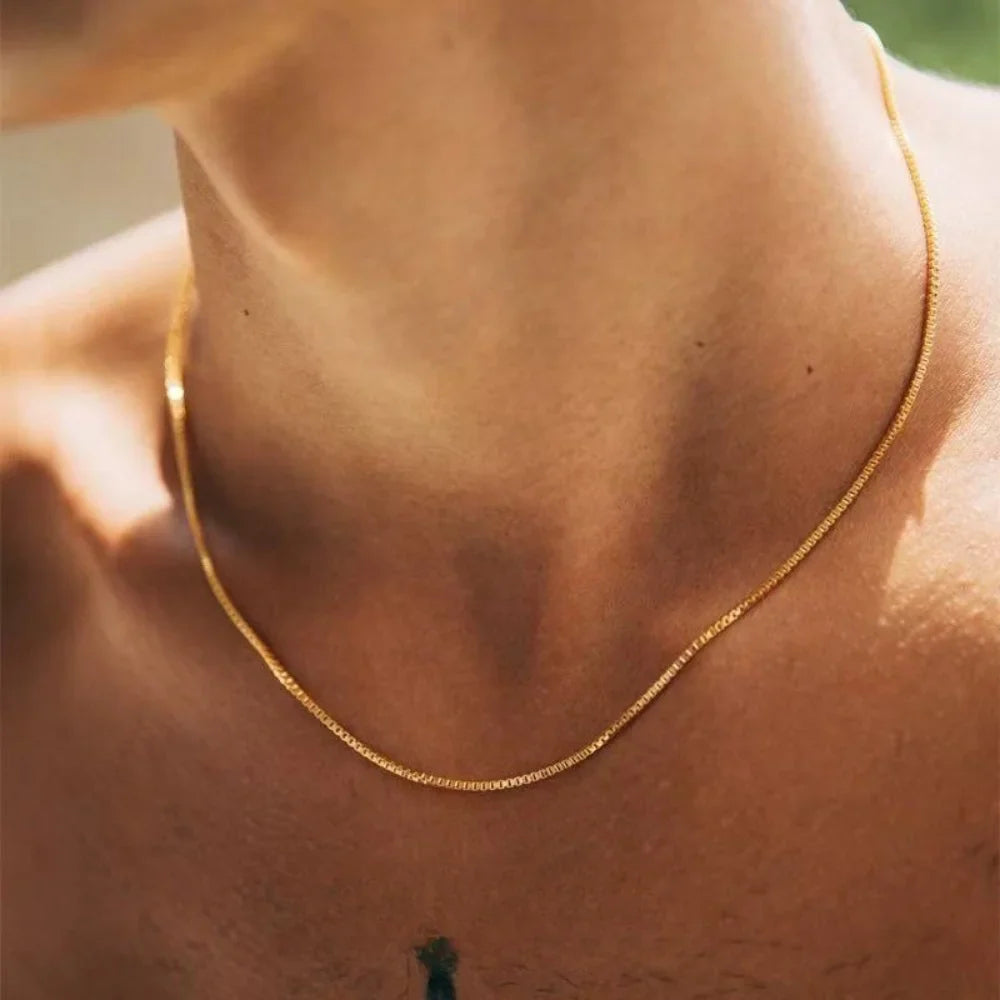 AURENTIS® Gold Box Chain Stainless Steel Necklace
