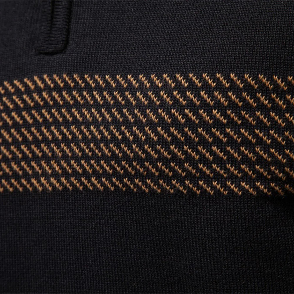 DELVARO® Half-Zip Mock Neck Stripe Pullover