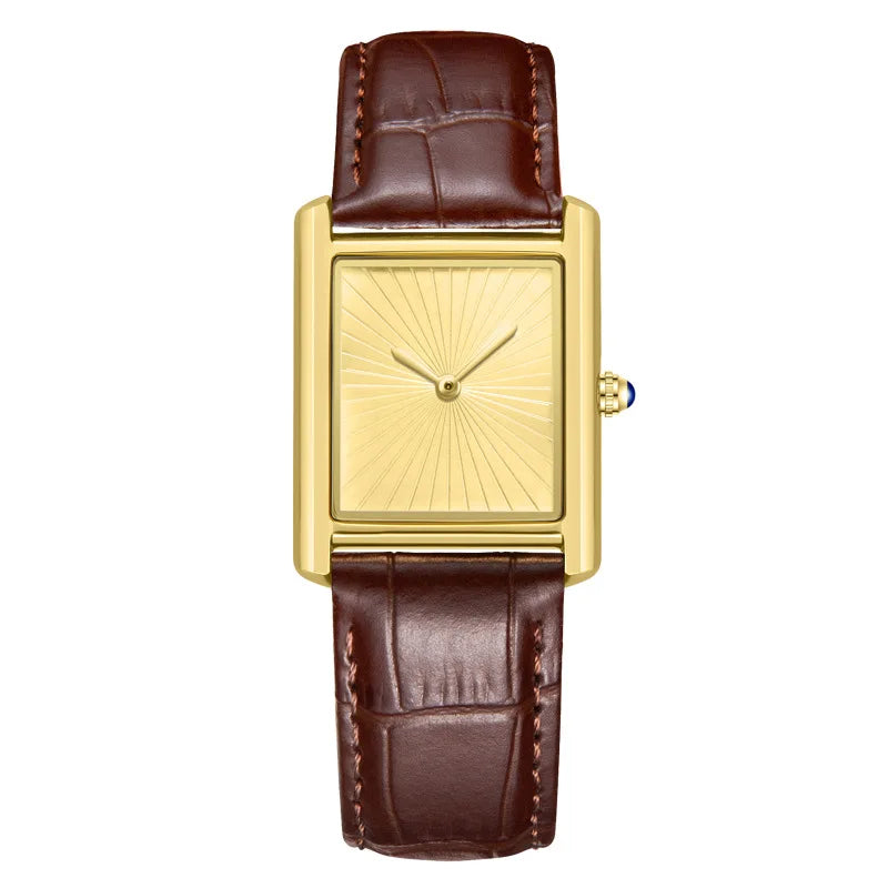 CARTAVIO® Classic Square Two-Hand Leather Watch