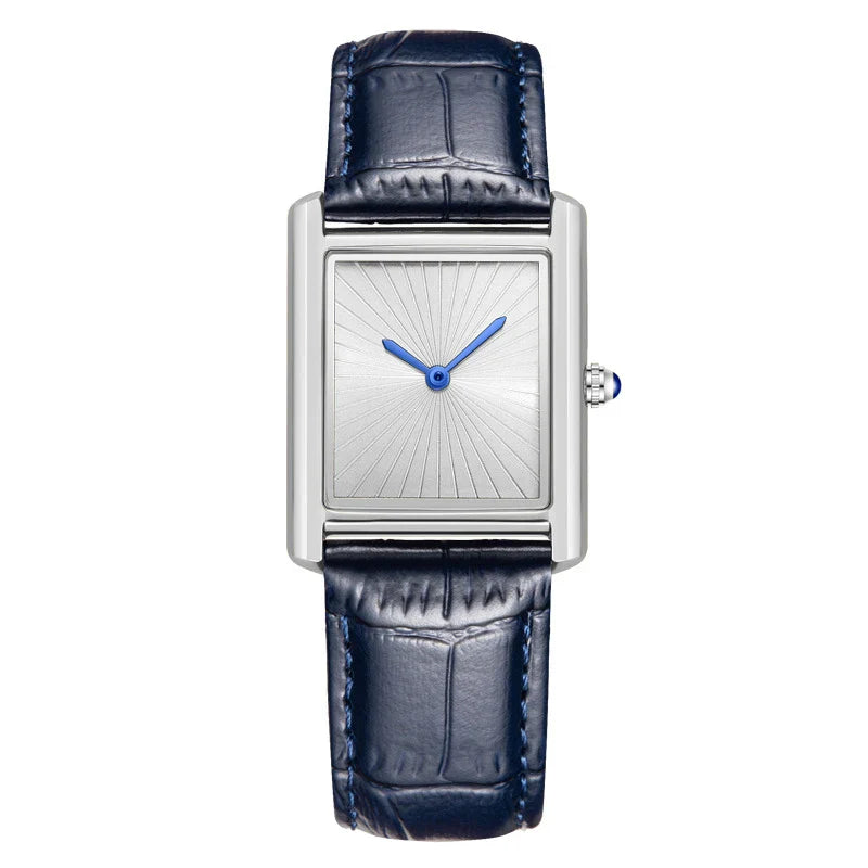 CARTAVIO® Classic Square Two-Hand Leather Watch