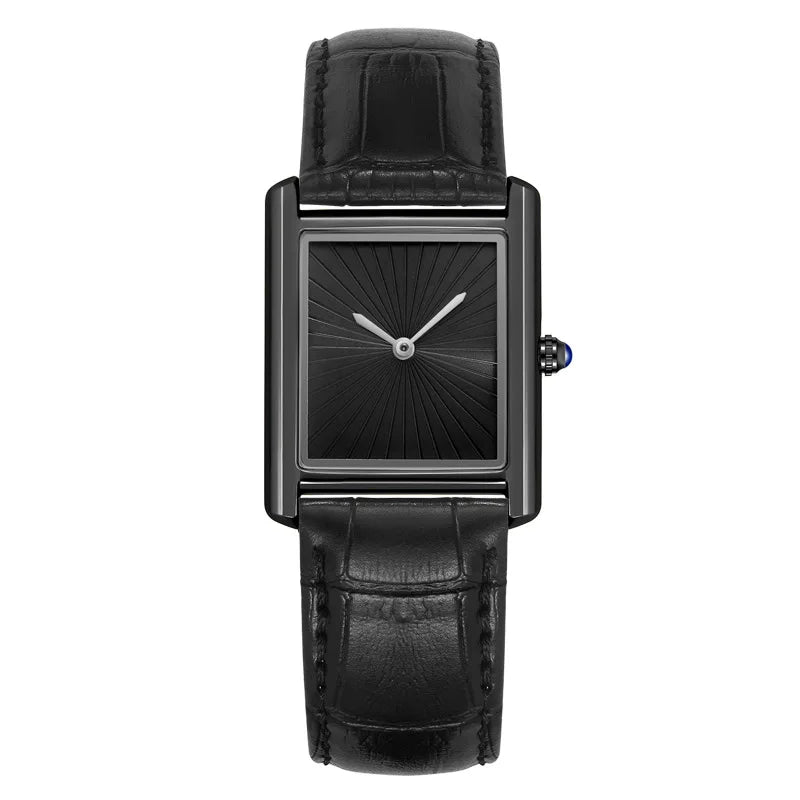 CARTAVIO® Classic Square Two-Hand Leather Watch