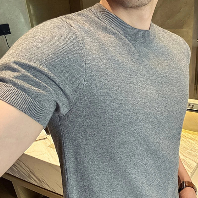 CAREZZA® Slim Fit Knit Round Neck T-Shirt