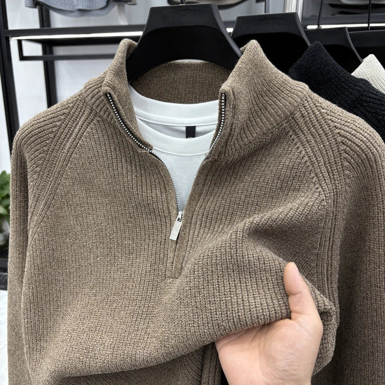 ZENARO® Half-Zip Stand Collar Winter Sweater
