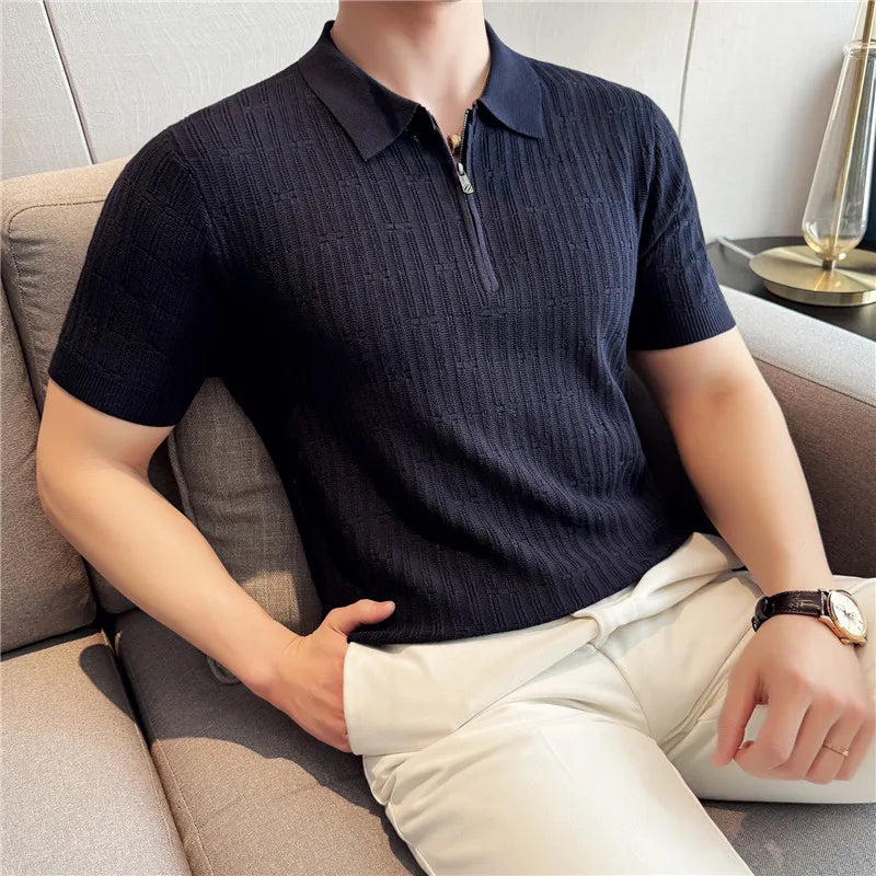 RIVAGIO® Summer Stripe Knit Polo Shirt