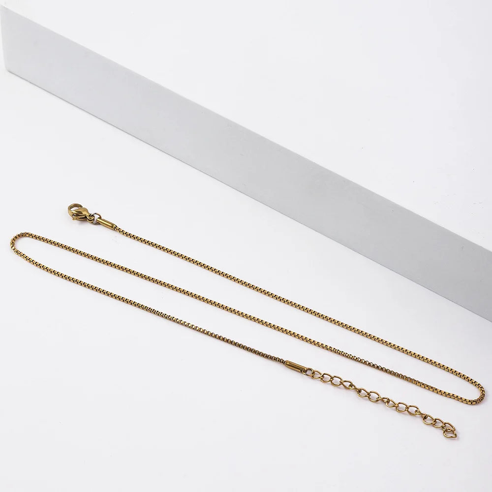 AURENTIS® Gold Box Chain Stainless Steel Necklace