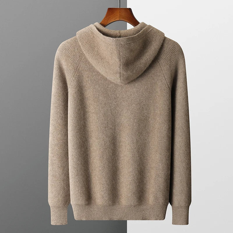 VOLANTE® 100% Merino Wool Zip Hooded Cardigan