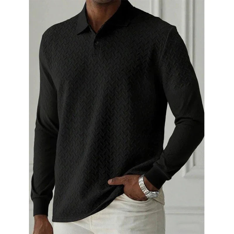 VINCENZI® Long Sleeve Knit Business Polo