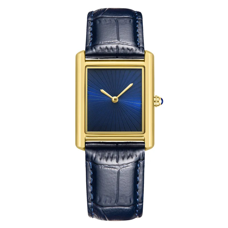 CARTAVIO® Classic Square Two-Hand Leather Watch