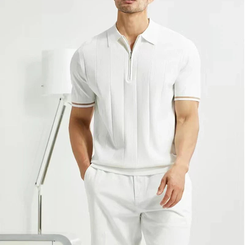 EDGEMONT® 2026 Summer Men’s Business Casual Polo Shirt with Lapel and Zipper Detail