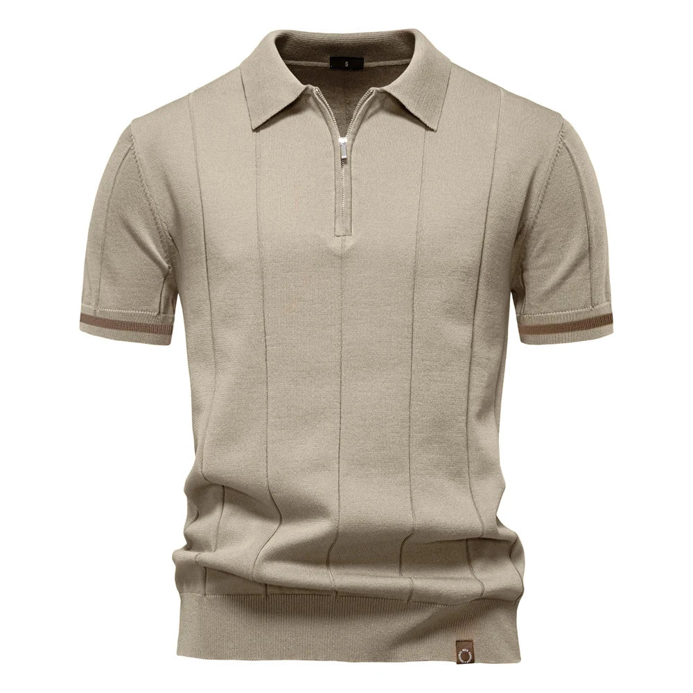 CASTELVI® Zip-Collar Knit Polo Shirt
