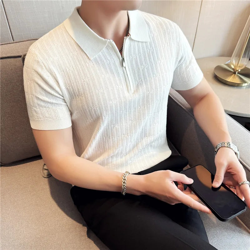RIVAGIO® Summer Stripe Knit Polo Shirt
