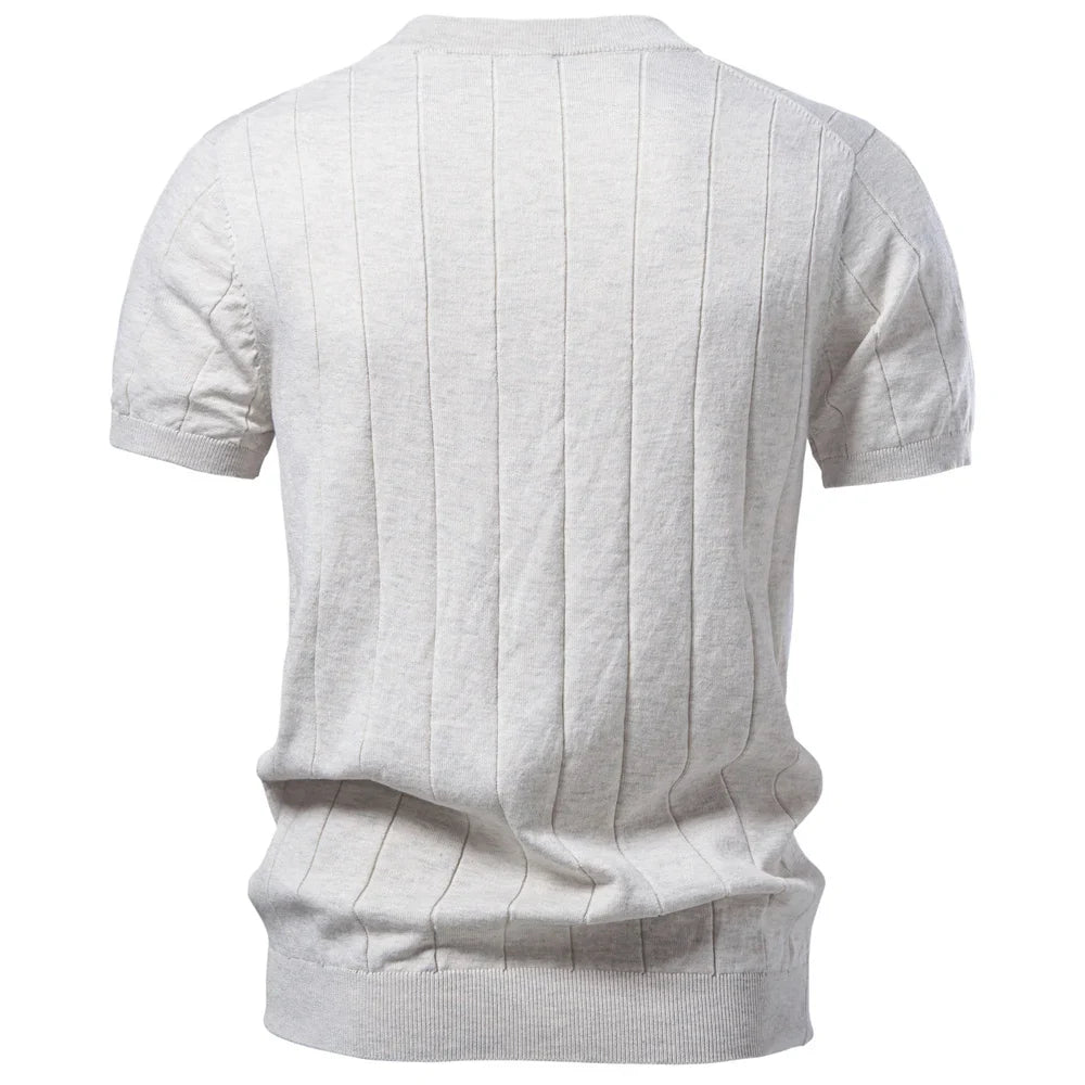 SERAVALLE® Cotton O-Neck Stripe T-Shirt