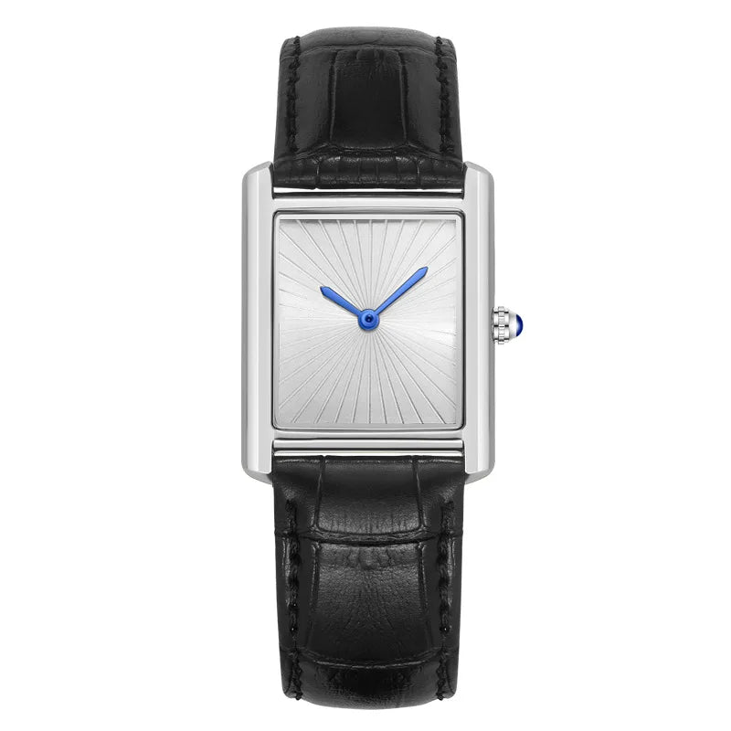 CARTAVIO® Classic Square Two-Hand Leather Watch