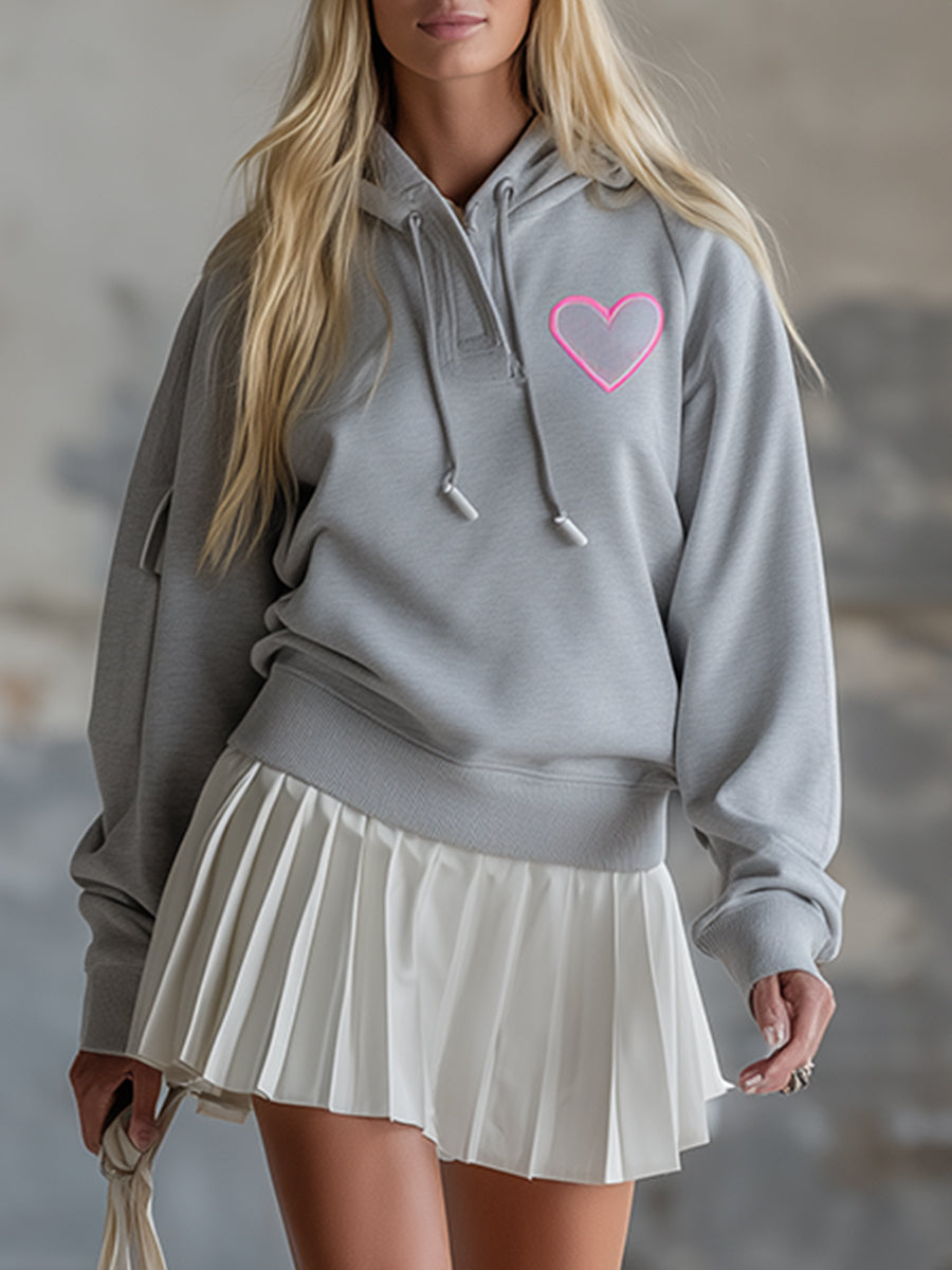 Casual And Sweet Embroidered Gray Sweatshirt Mini Dress