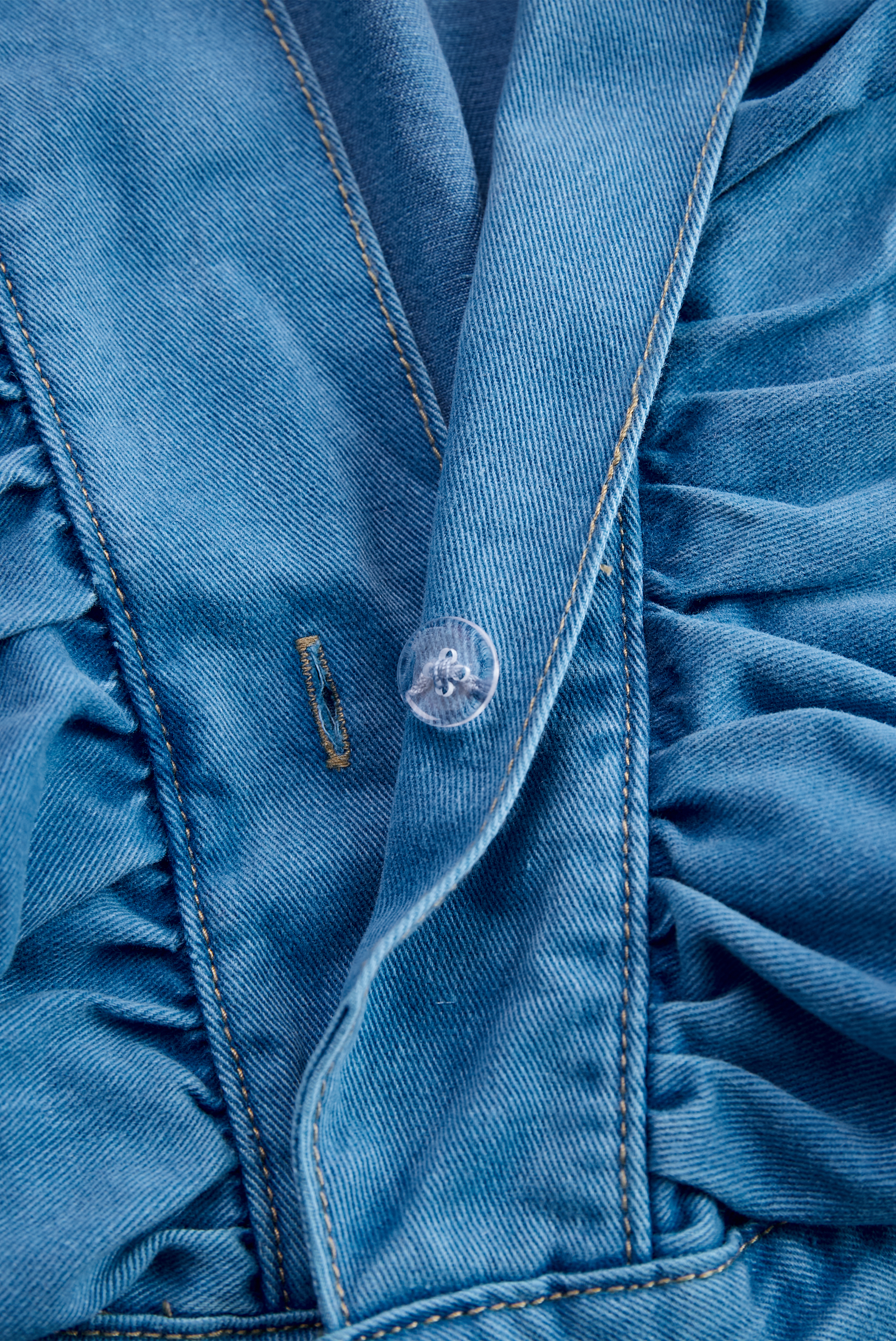 【24-hour shipping out】Fashionable Ruffle Strap Denim Shorts Jumpsuit