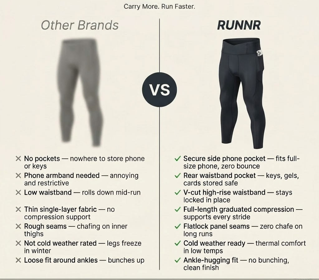 RUNNR™ Performance Running Tights with Built-In Storage