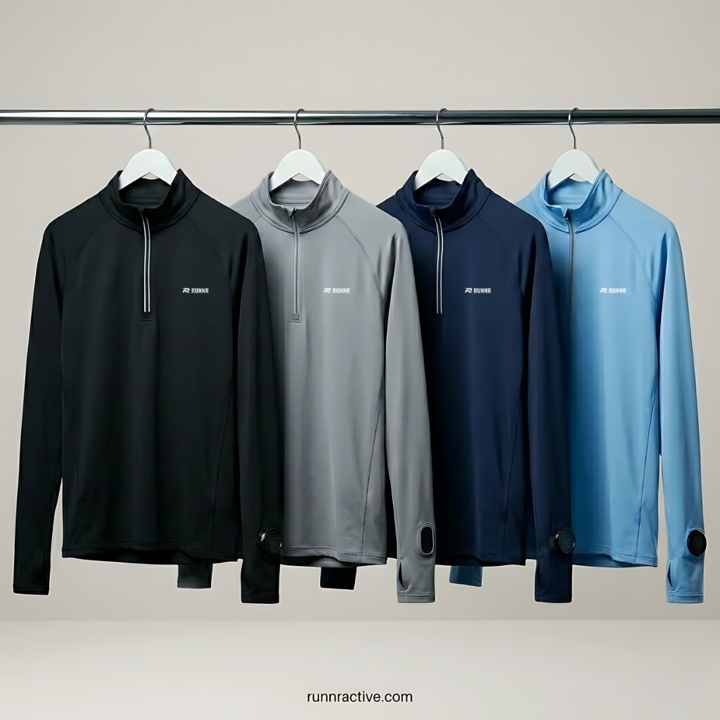 RUNNR Quarter-Zip Long Sleeve — Breathable, Quick-Dry & Watch-Ready
