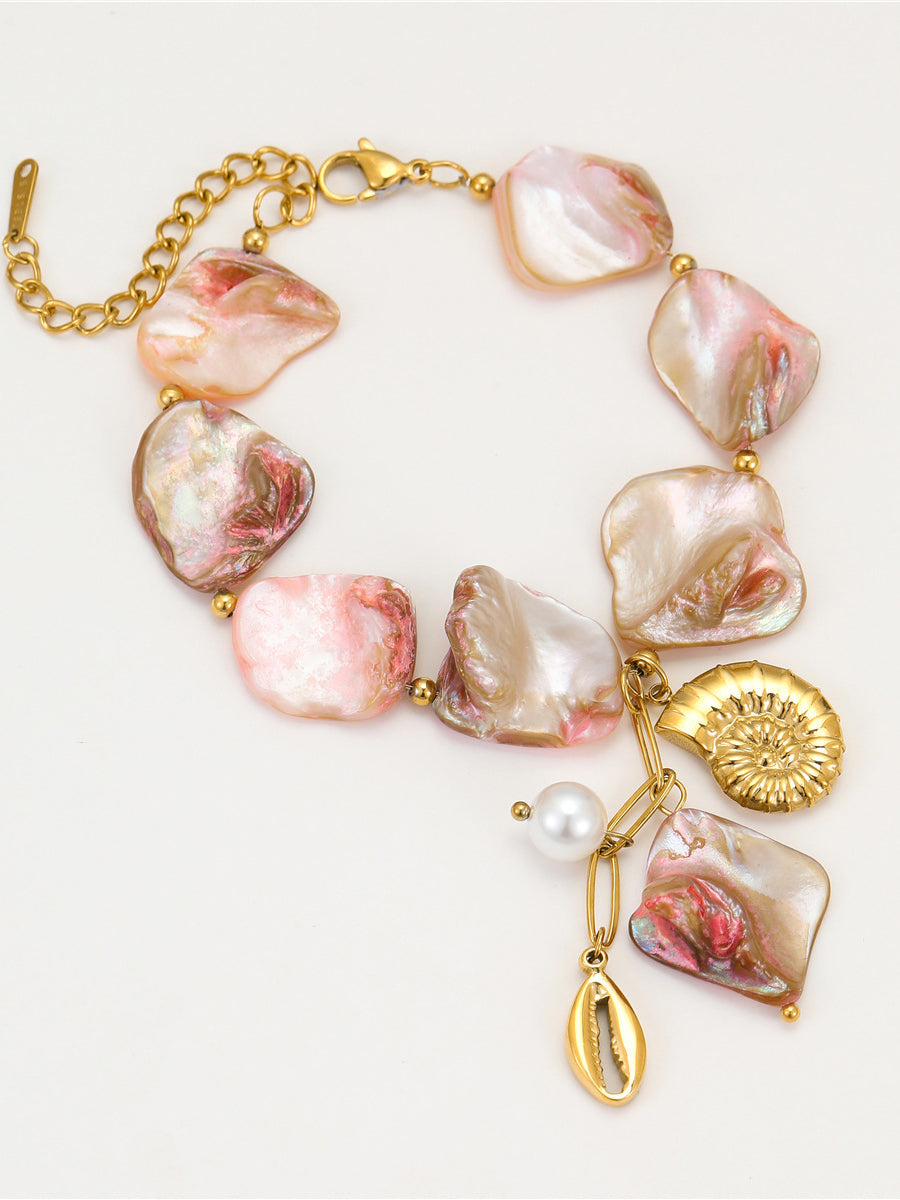 Ocean Style Irregular Shell Conch Niche Design Stainless Steel Bracelet