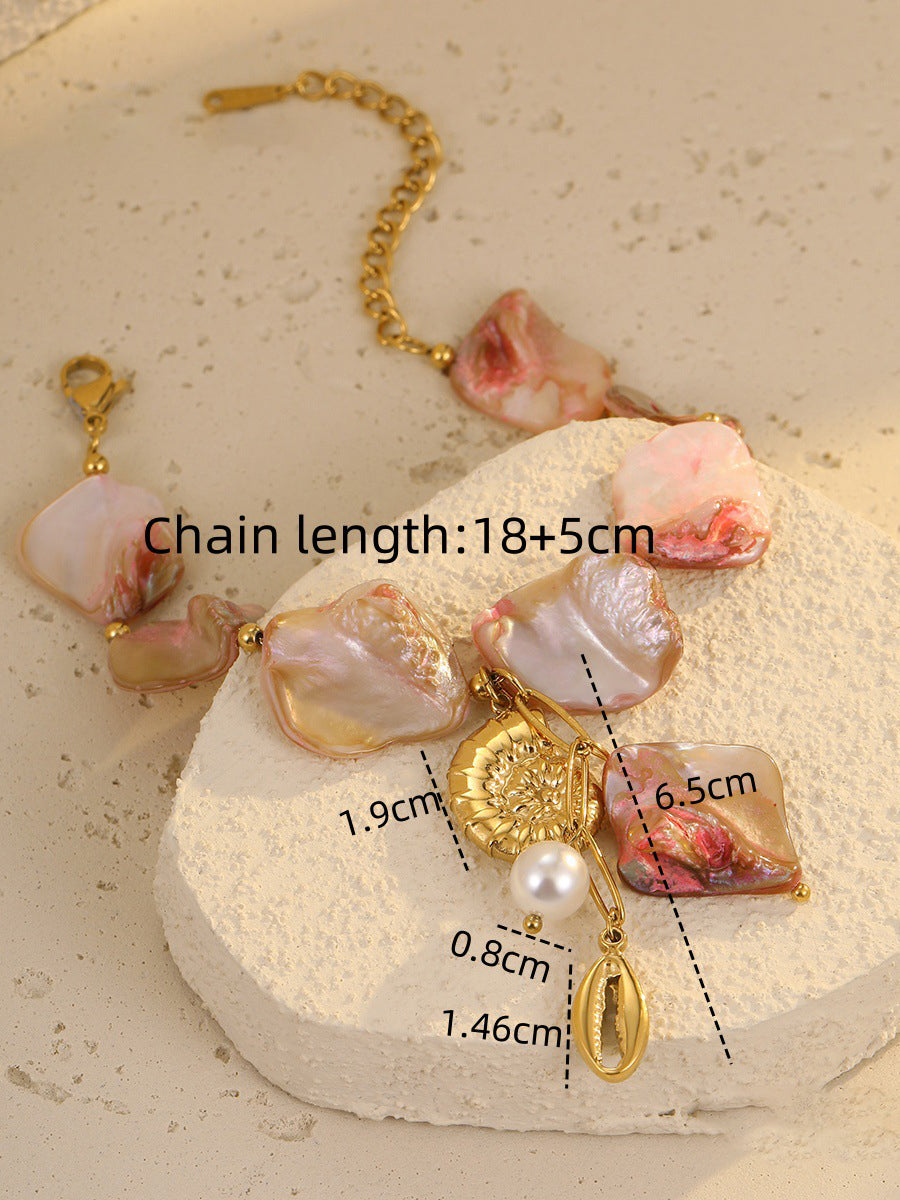 Ocean Style Irregular Shell Conch Niche Design Stainless Steel Bracelet