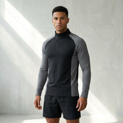 RUNNR ThermalCore™ Long Sleeve — Fleece-Lined · Winter Running Layer · ½-Zip Performance Fit