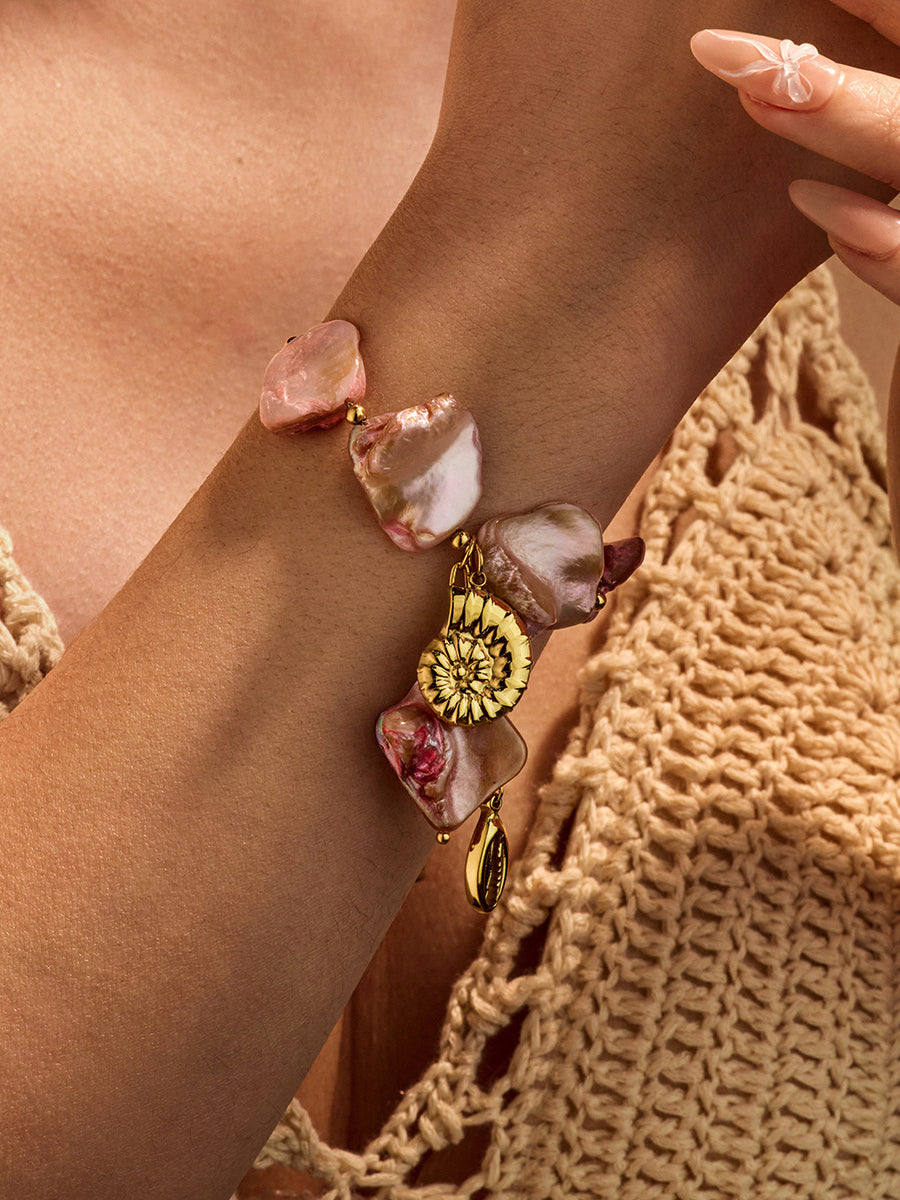 Ocean Style Irregular Shell Conch Niche Design Stainless Steel Bracelet