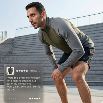 RUNNR ThermalCore™ Long Sleeve — Fleece-Lined · Winter Running Layer · ½-Zip Performance Fit