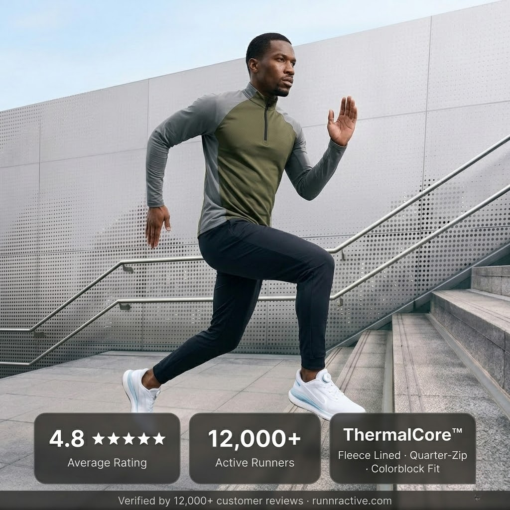 RUNNR ThermalCore™ Long Sleeve — Fleece-Lined · Winter Running Layer · ½-Zip Performance Fit