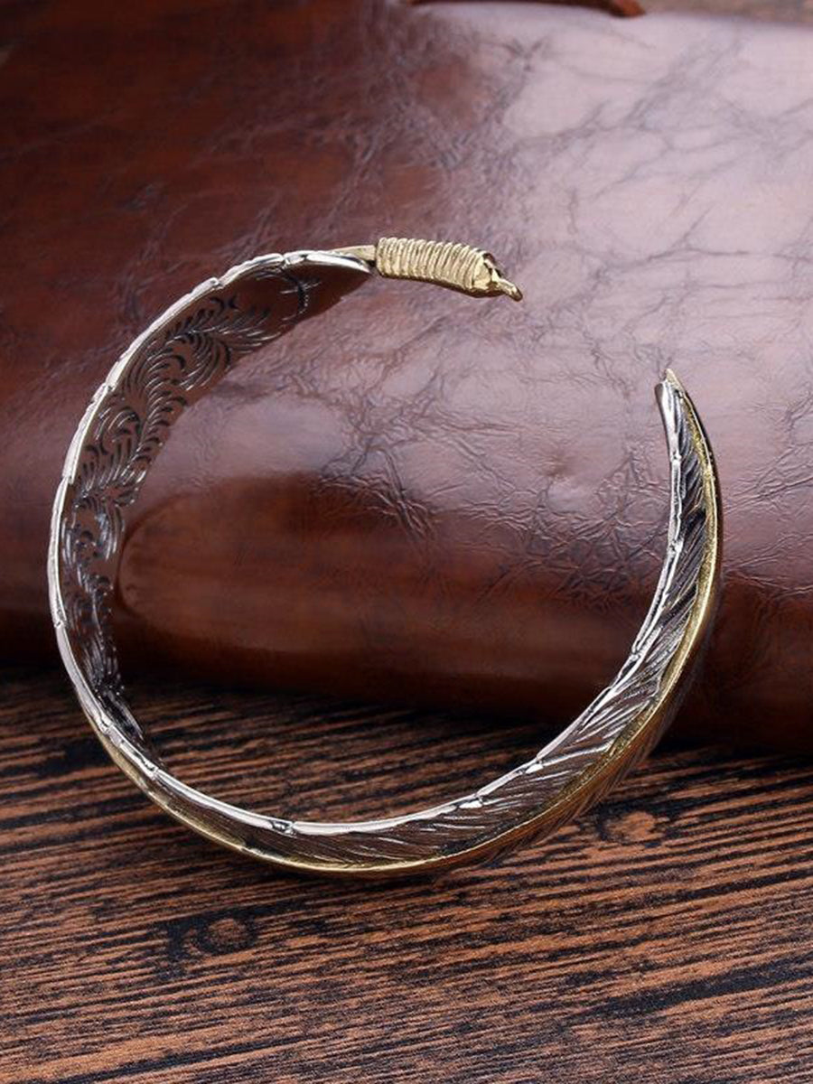Vintage Western Feather Cuff Bracelet