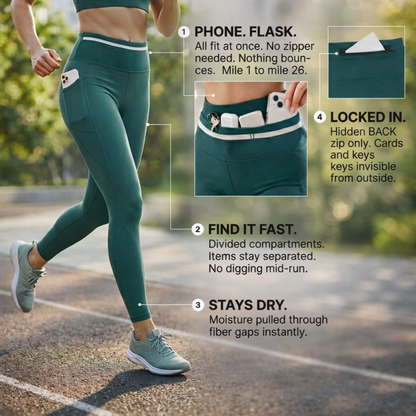 RUNNR Women’s High-Rise Running Tights with Built-In Belt