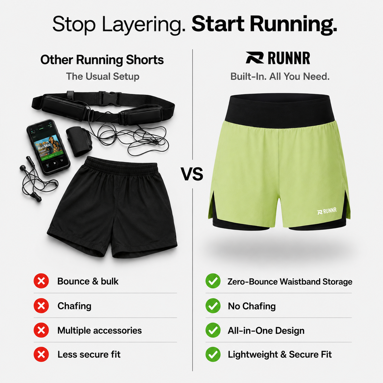 RUNNR PaceVault Shorts