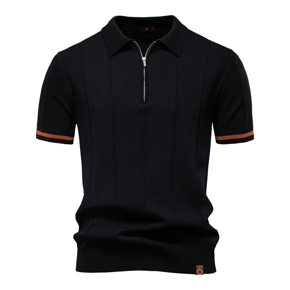 CASTELVI® Zip-Collar Knit Polo Shirt