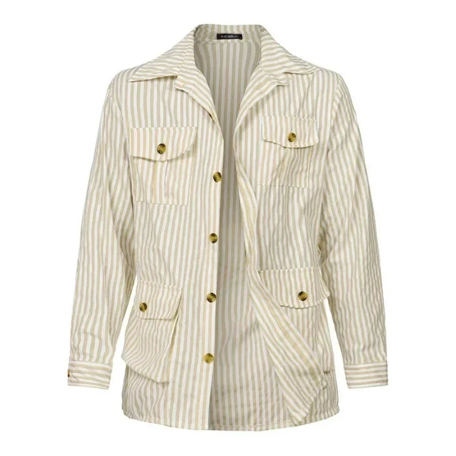 BELSONI® Multi-Pocket Stripe Cardigan Jacket