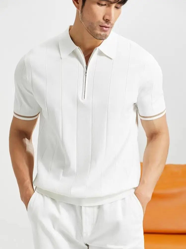 EDGEMONT® 2026 Summer Men’s Business Casual Polo Shirt with Lapel and Zipper Detail