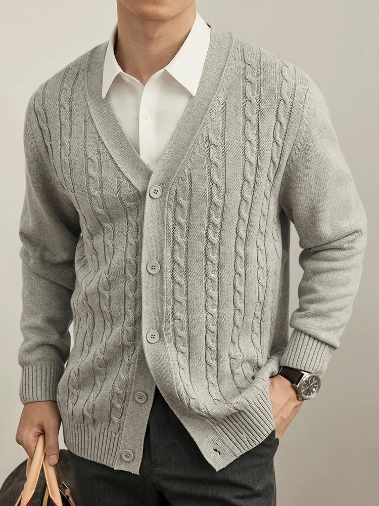 HARTWELL® Cable Knit V-Neck Cardigan