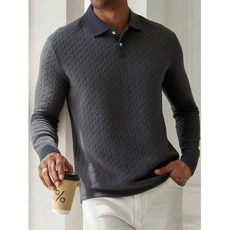 VINCENZI® Long Sleeve Knit Business Polo