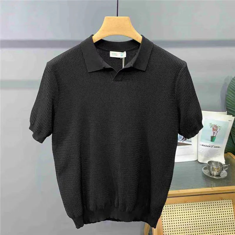 VOLTERRA® Ice Silk V-Neck Knit Polo