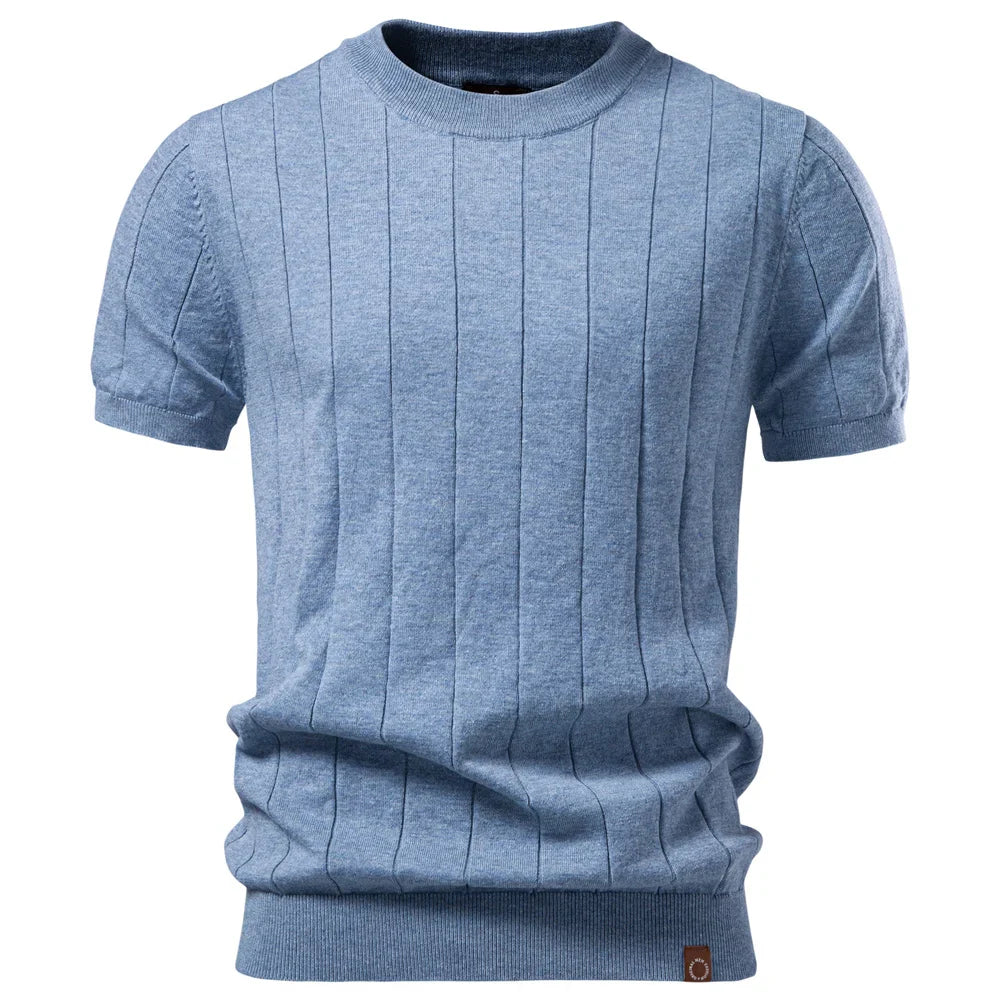 SERAVALLE® Cotton O-Neck Stripe T-Shirt