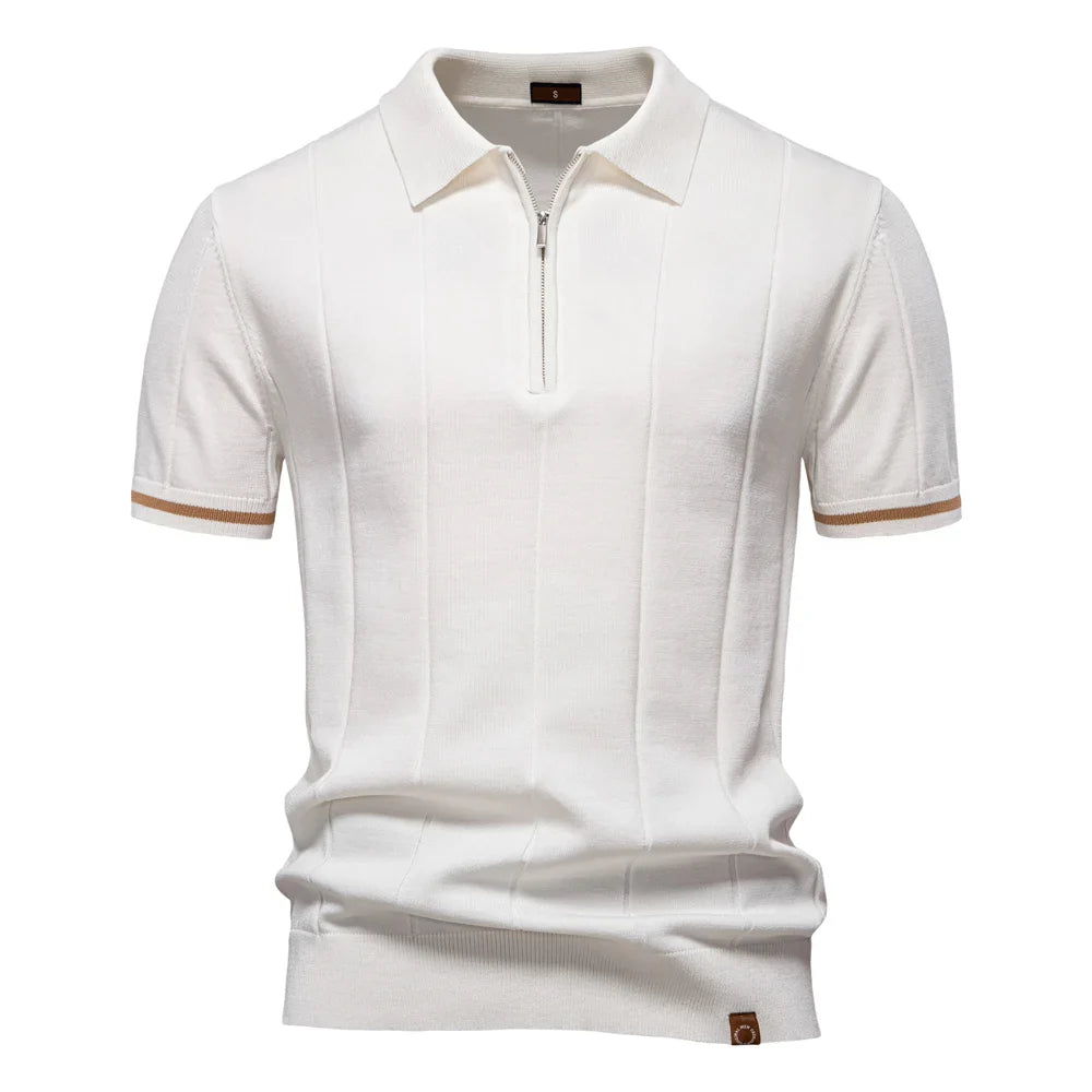 CASTELVI® Zip-Collar Knit Polo Shirt