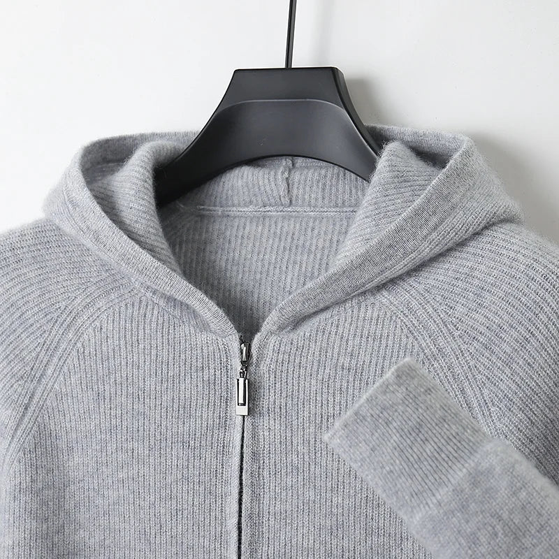 VOLANTE® 100% Merino Wool Zip Hooded Cardigan