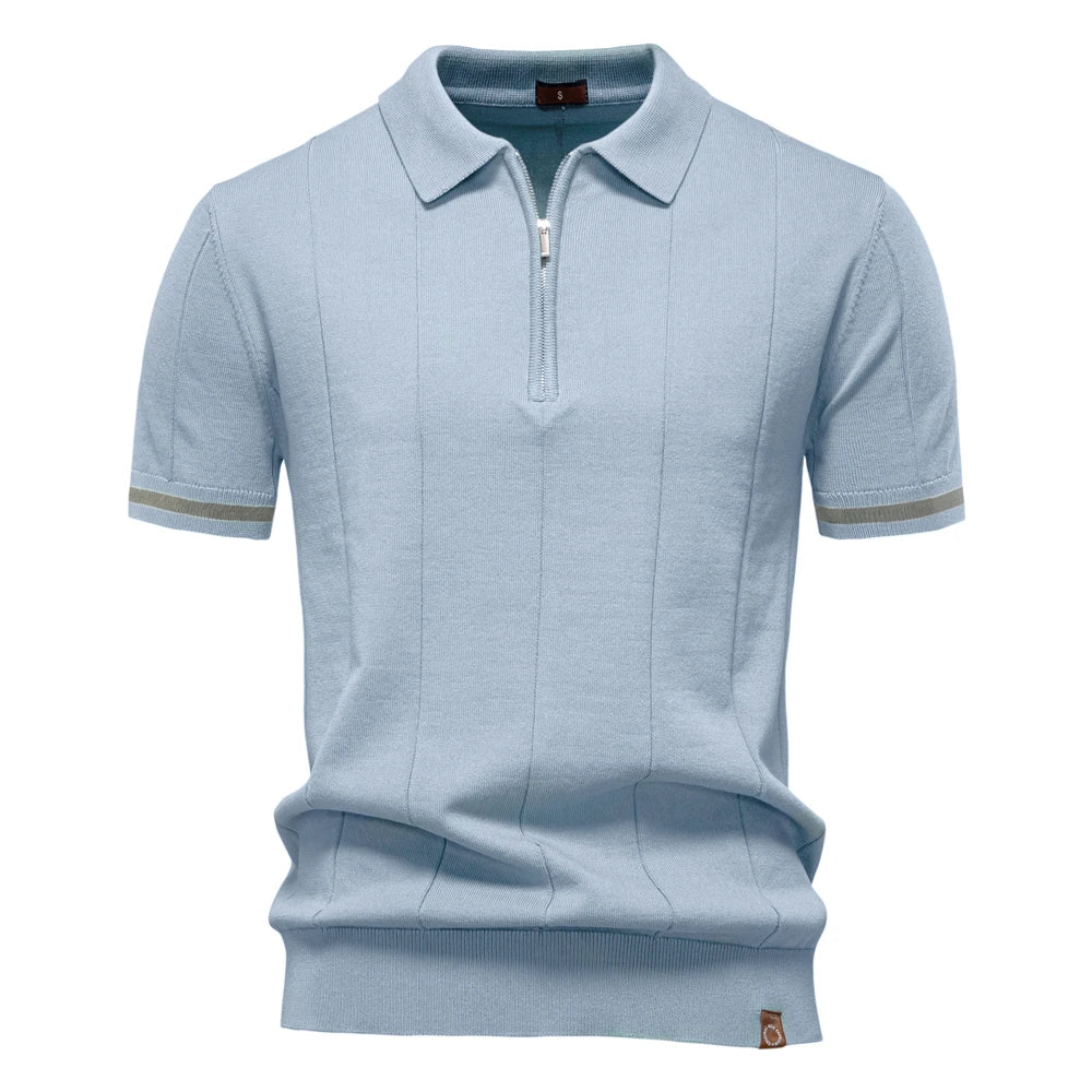 CASTELVI® Zip-Collar Knit Polo Shirt