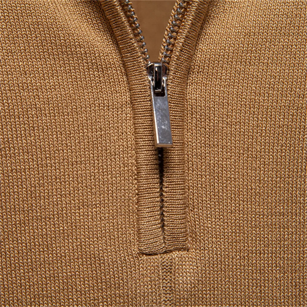 CASTELVI® Zip-Collar Knit Polo Shirt