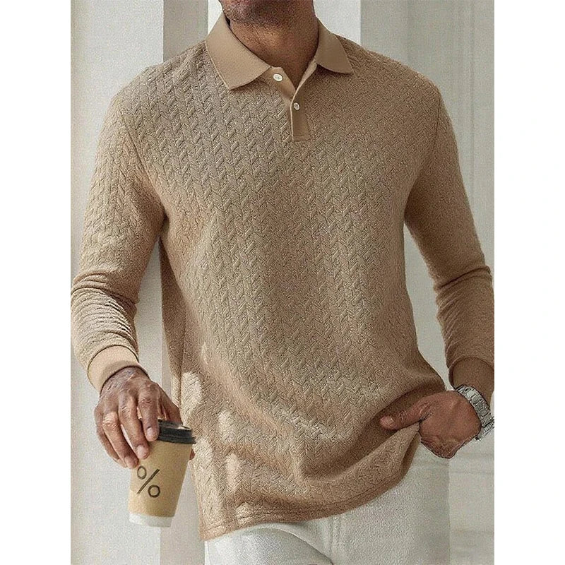 VINCENZI® Long Sleeve Knit Business Polo