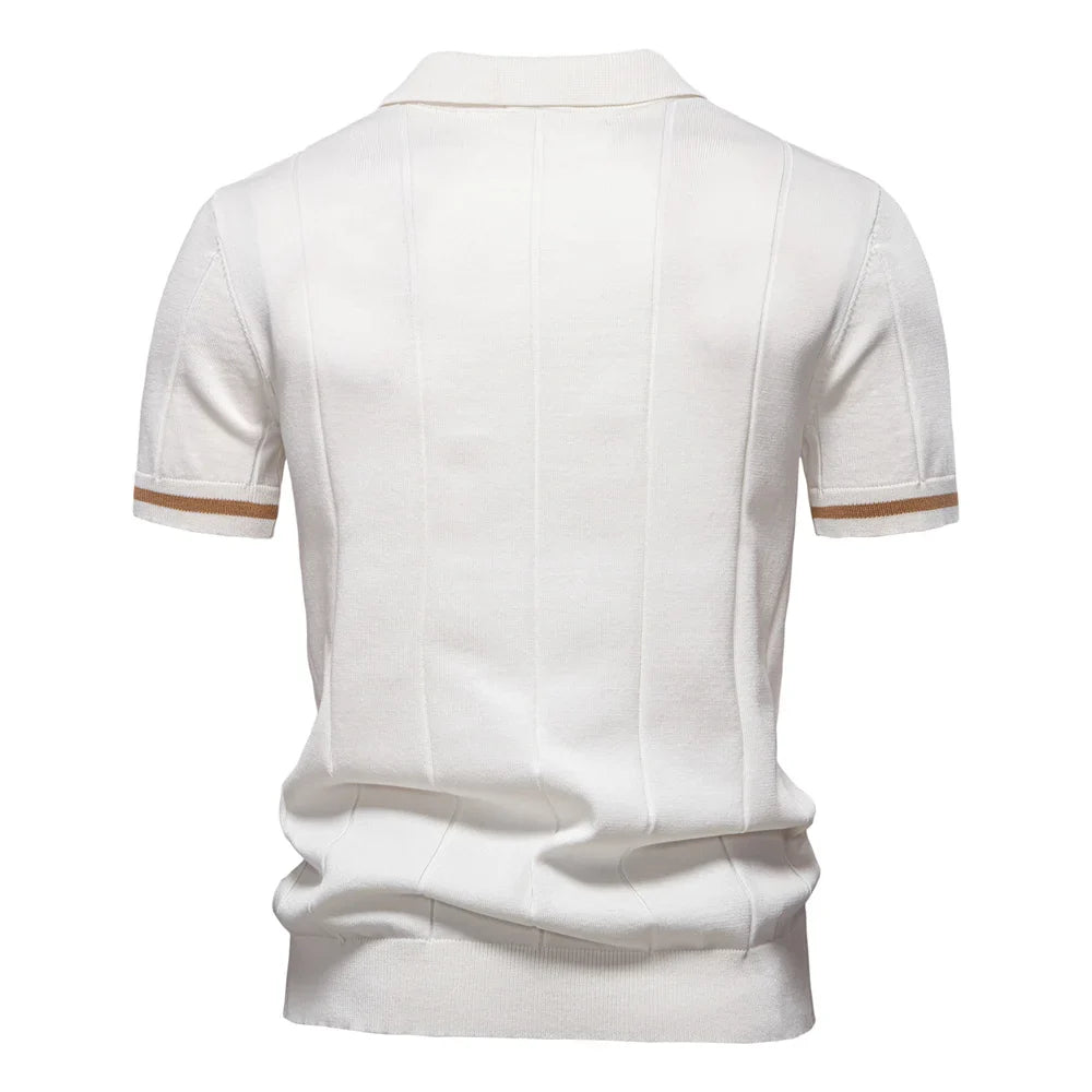 CASTELVI® Zip-Collar Knit Polo Shirt