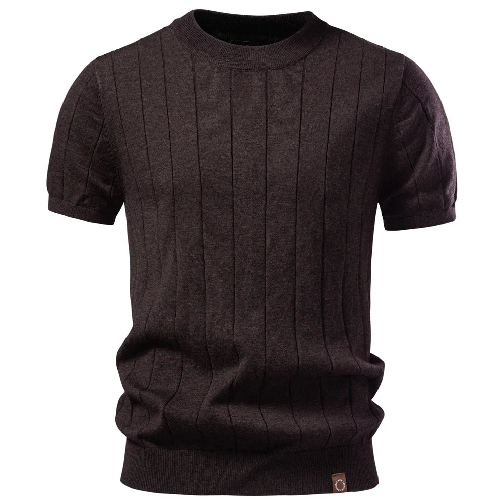 SERAVALLE® Cotton O-Neck Stripe T-Shirt