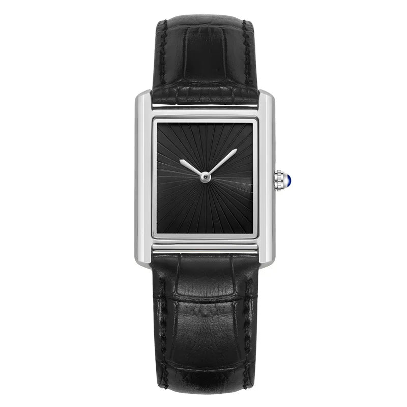 CARTAVIO® Classic Square Two-Hand Leather Watch