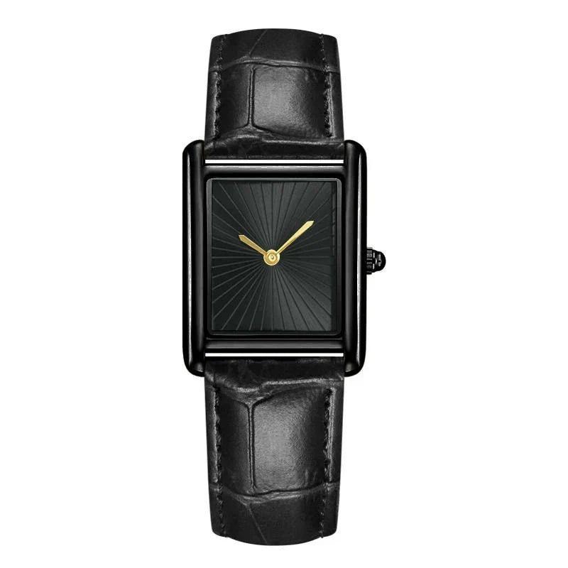 CARTAVIO® Classic Square Two-Hand Leather Watch
